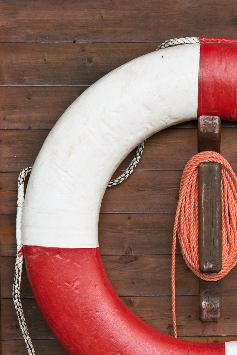 Water Rescue, wall - building feature, protect, decoration, white, day, hanging, save, not, Lifebelt, rope, directly above, life belt, red white, still life