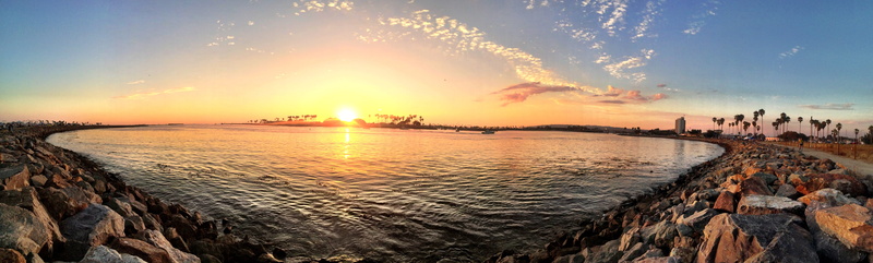 coastline, panoramic, california, sky, sunset, mission bay, landscape, outdoors, scenics - nature, environment, cloud - sky, architecture, beach, sunlight