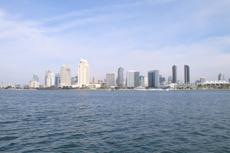 bay, california, landscape, sandiego, san diego bay, outdoors, 1080P, day, skyscraper, cityscape, financial district, city, building, sea, water, built structure