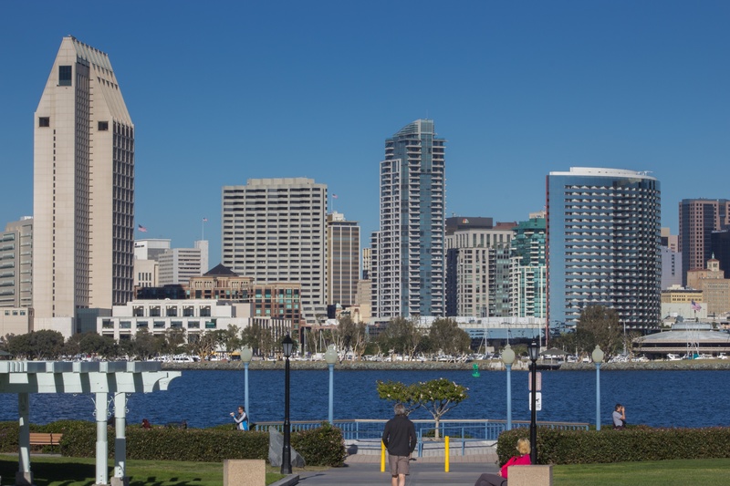 nature, blue, landscape, modern, urban skyline, walking, built structure, day, san diego, travel destinations, water, sky, rise, skyscraper, outdoors, building