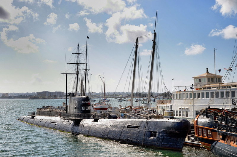 CA, Maritime Museum, California, yachts, submarine B-39, pier, Museum, 1080P, San Diego, San Diego Bay