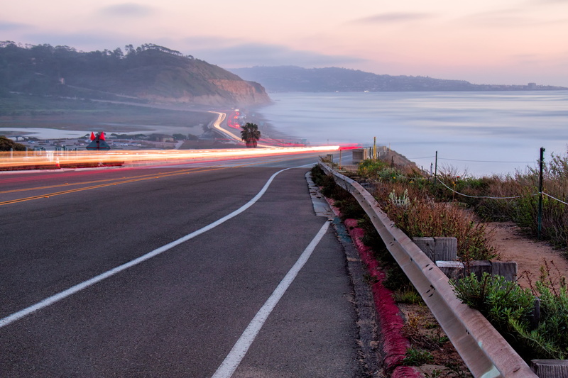 green, body of water, California, travel, Torrey Pines, surrounded, plants, long exposure, photo, body, SD, Pacific Ocean, 5K, road, Landscape, highway