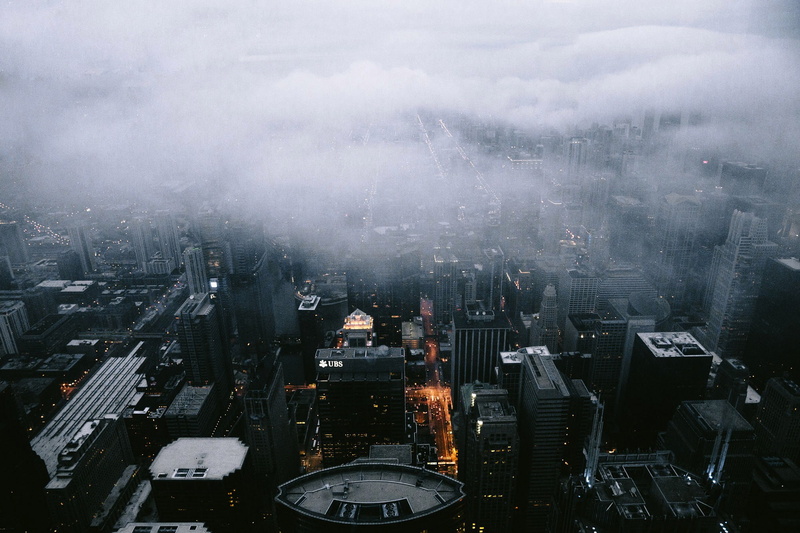 1080P, City, aerial, Fog, Scape, Chicago, Clouds, photo, Landscape, Architecture