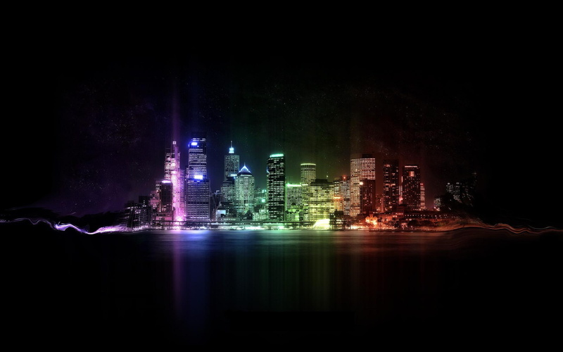 animals, cityscape, city, colors, 1080P, scape, rainbow