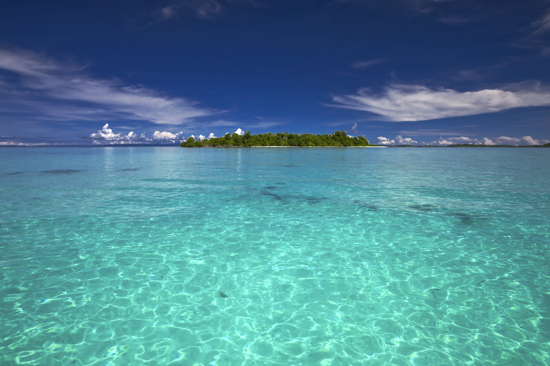 indonesia, turquoise colored, land, 5K, scenics, cobalt blue, horizon over water, tranquil scene, waterfront, forest, ocean, scenics - nature, water, travel destinations