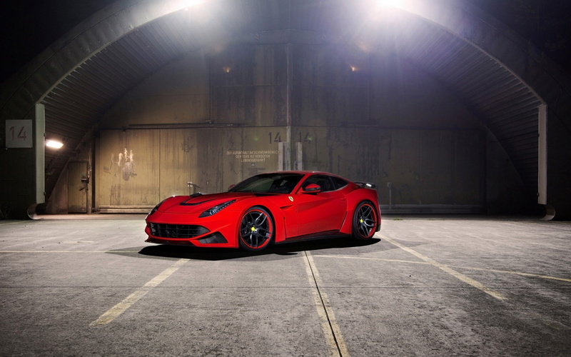 illuminated, transportation, Novitec Rosso, sports car, Ferrari, Novitec, wealth, motor vehicle, concrete, city, architecture, luxury, car, Ferrari F12berlinetta N-Largo