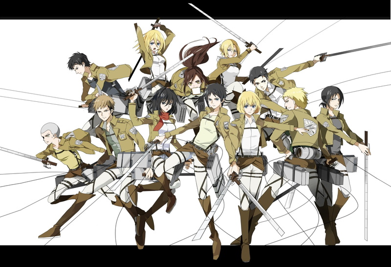 day, Bertholdt Hoover, togetherness, metal, nature, Ymir (Attack on Titan), low angle view, holding, standing, Historia Reiss, large group of objects, Sasha Blouse