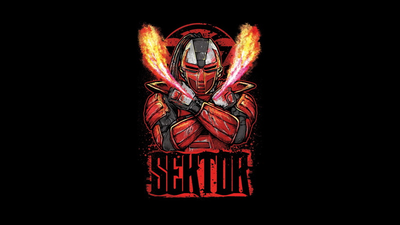 red, Mortal Kombat, Sector, art, 1080P, cyborg, fighter
