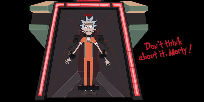 capital letter, night, information, sign, western script, time, text, built structure, indoors, clock, Rick and Morty, neon, red, communication, architecture