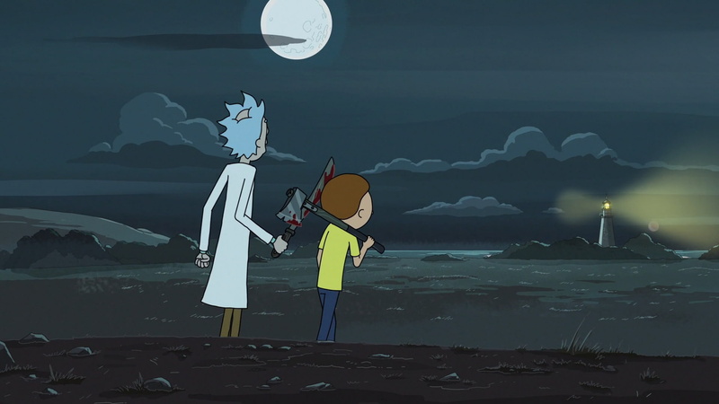 rick and morty adult swim cartoon, adult, scenics - nature, moon, water, nature, sky, land, beauty in nature, people, beach, night, cloud - sky, astronomy