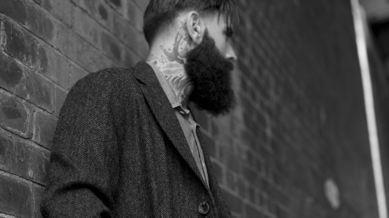 lining, Ricki Hall, model, actor, 1080P, swallow, grayscale, tattoo, wall, beard, old school, man, photo