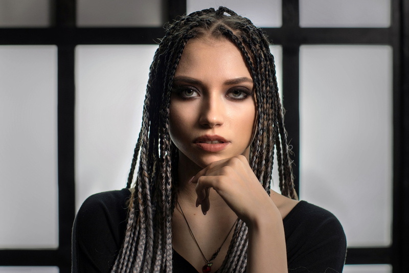 portrait, Braided hair, necklace, face, women, 1080P