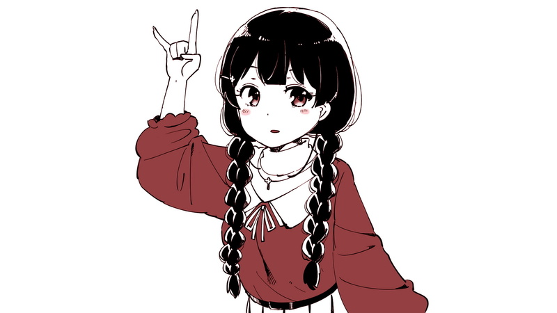 schoolgirl, one person, 1080P, innocence, helmet, clothing, looking at camera, cut out, red, minimalism, childhood, front view, females, girls, simple background