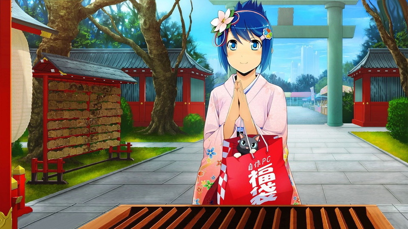 windows, hair, smiling, nanami, madobe, cats, girls, microsoft, praying, blue, 1080P, japanese, anime, clothes, os tan, tan