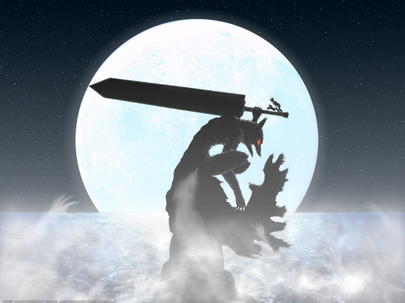 adult, silhouette, space, star - space, men, Guts, moon, sky, nature, 720P, space exploration, full moon, Berserk, night, astronomy, digital composite