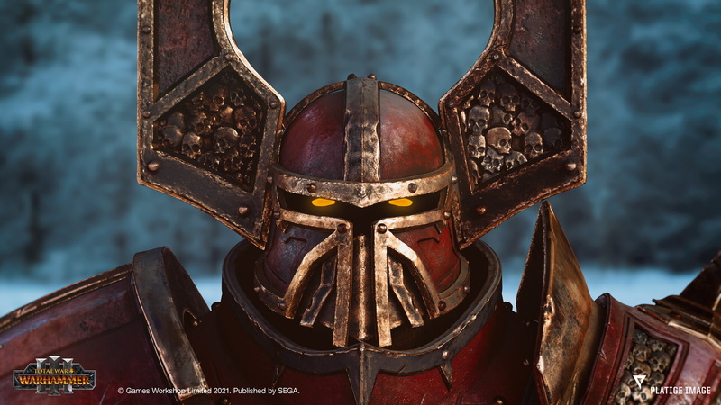 Chaos, 1080P, Warhammer, skull, ArtStation, Khorne, helmet, warrior, skullcrushers, Sebastian Deredas, Total War: WARHAMMER III, armor, knight