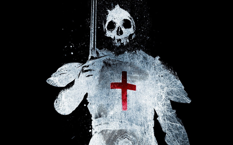 cross, artwork, black, Alex, Knights, background, 720P, skulls, cherry