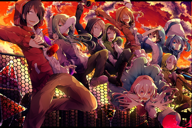 Kokonose Haruka, day, Kagerou Project, Kozakura Mary, anime, 2K, traditional festival, spectator, lifestyles, fence, Anime Girls, carnival - celebration event