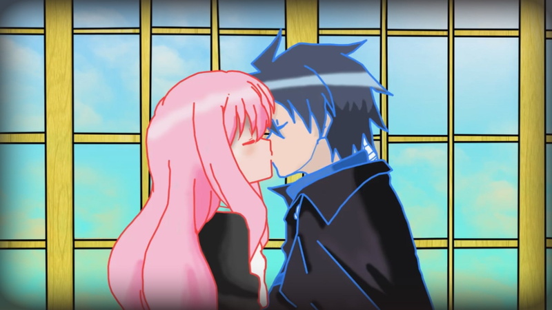 kiss, windows, tsukaima, oise, boy, zero no tsukaima, leblanc, re, hiraga saito, louise françoise leblanc de la vallière, fran, saito, anime, 1080P, de