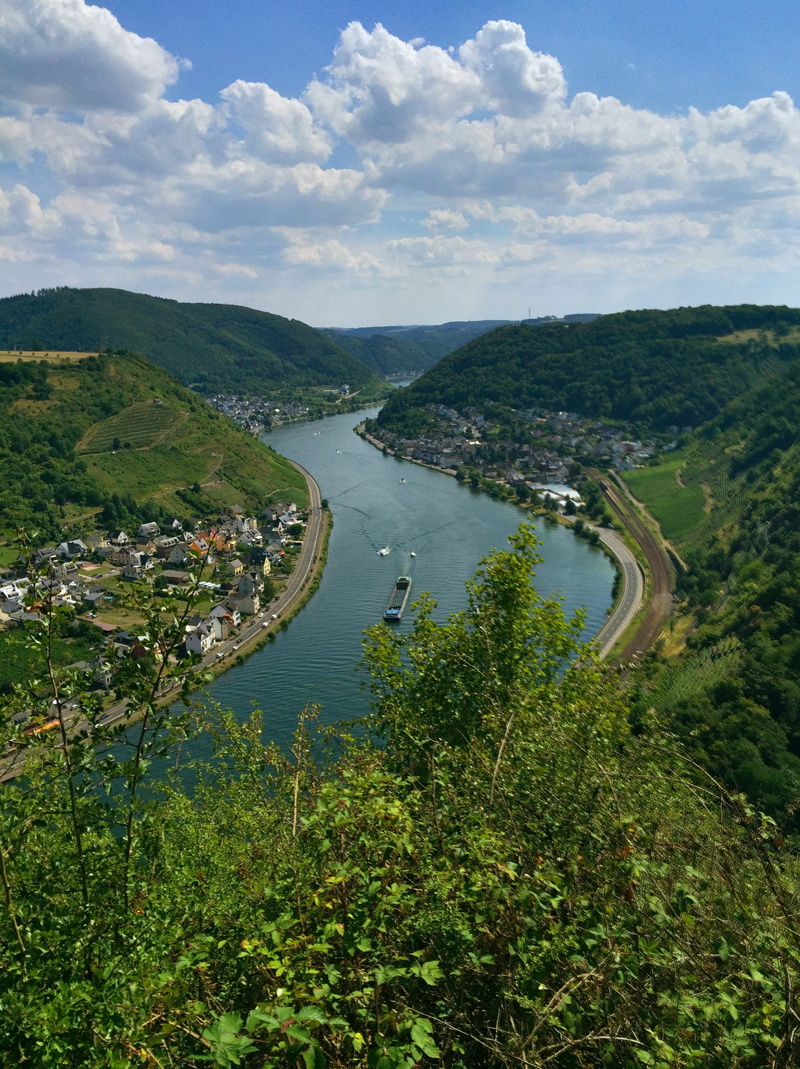 sky, germany, mountain, tranquil scene, rhineland, day, landscape, high angle view, non-urban scene, mosel, water, scenics - nature, tourism, tranquility
