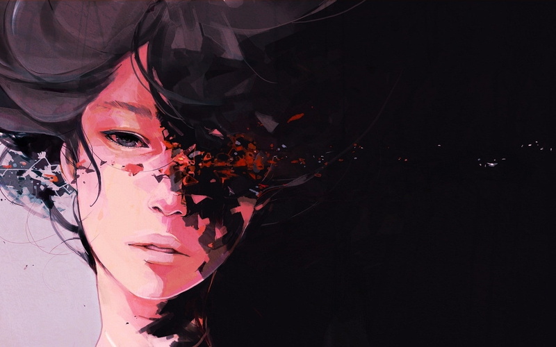 women, art, oriental, vector, face, asian, mood, 720P