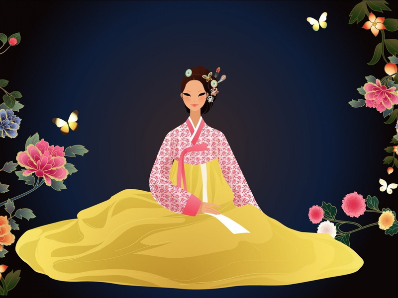 young adult, woman, adult, Girls, flower arrangement, 1080P, nature, sitting, beautiful woman, artistic, Oriental, one person, flowering plant, flower