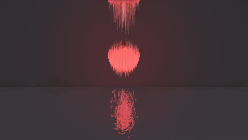 glowing, Mountain, nature, backgrounds, creativity, Pixel Sorting, illuminated, lake, Pixel Art, red, studio shot, copy space, Artistic, water, black background