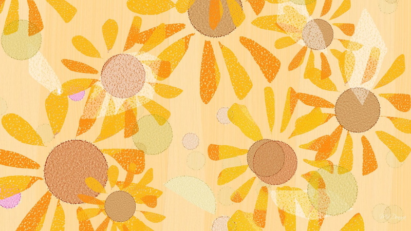 gold, print, yellow, summer, flowers, 3d and abstract, firefox persona, pink, orange, floral, sun, abstract, 1080P