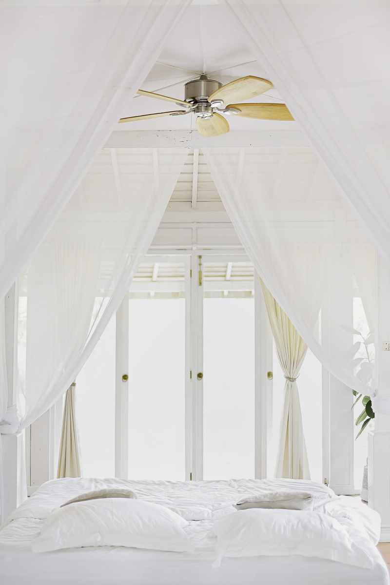 white color, door, architecture, day, luxury, home interior, glass, window, furniture, white, 5K, indoors, fan, built structure, curtain, sheet, bedroom