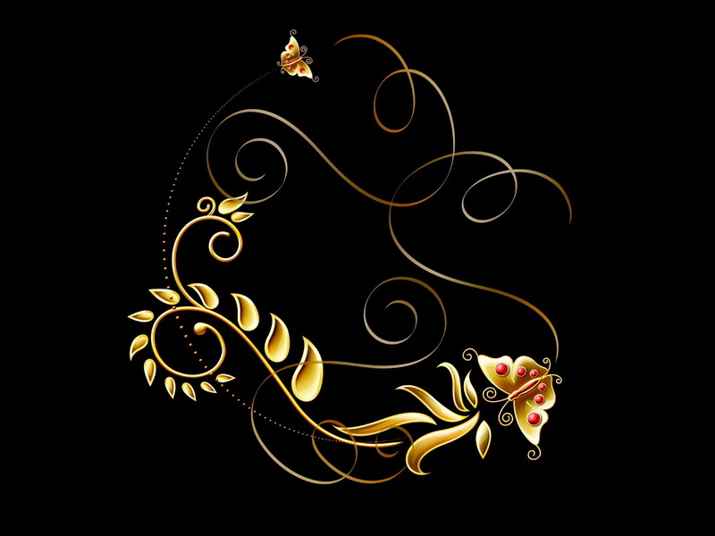 animal representation, lighting equipment, black Color, close-up, vector, golden, floral Pattern, patterns, black background, neon, glowing, representation