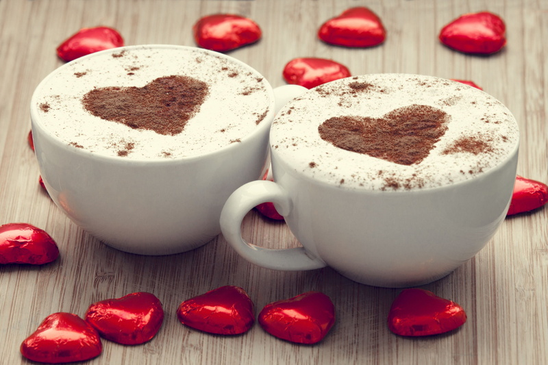 mood, s, mug, widescreen, red, 2K, foil, cappuccino, chocolate, figure, background, coffee, full screen, Cup, heart, mugs, fullscreen