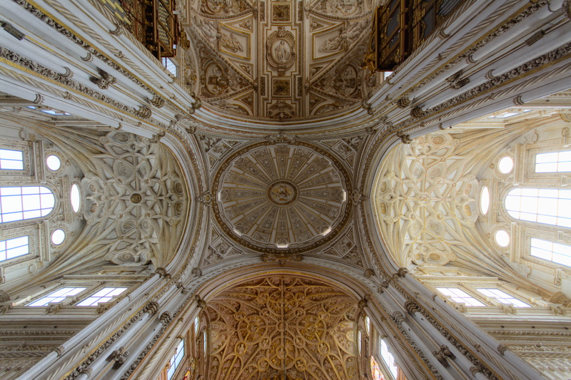 arches, painting, architecture, mural, ornate, no people, ceiling, brown, place of worship, pattern, tourism, built structure, architectural column, arch