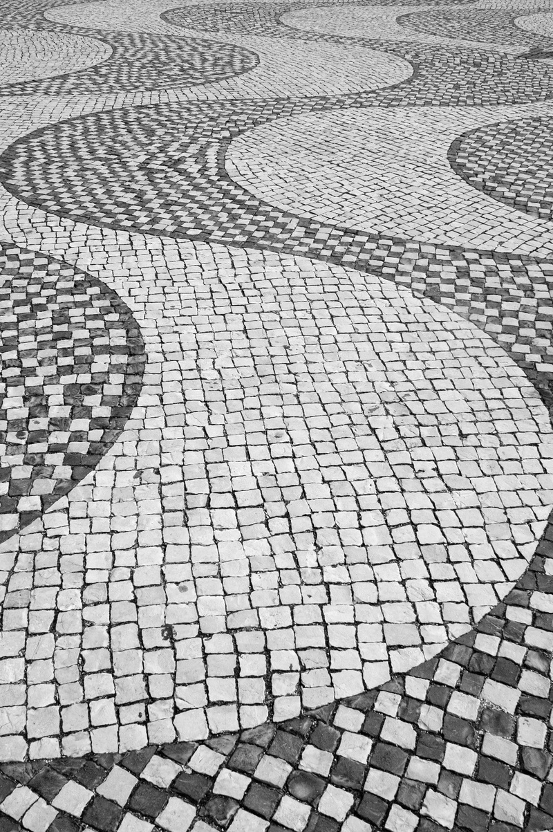 design, day, stone, backgrounds, craftsmanship, city, portugal, sunlight, wave, full frame, flooring, outdoors, high angle view, mosaic, nature, cobblestone