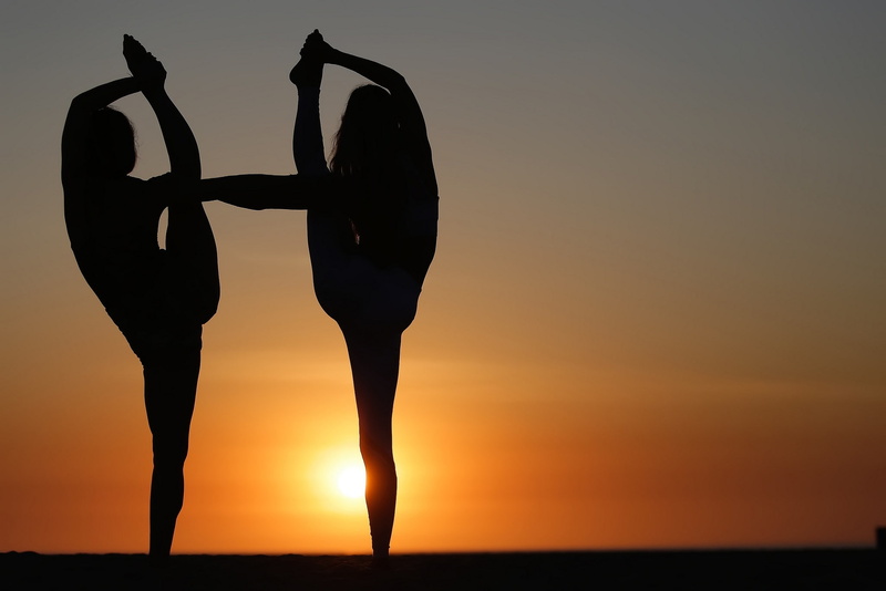 silhouette, yoga, 1080P, flexibility, girls, the sun
