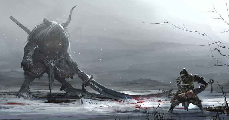 warrior, animal wildlife, illustration, outdoors, day, snow, leisure activity, mammal, real people, lifestyles, warm clothing, winter, vertebrate, sword