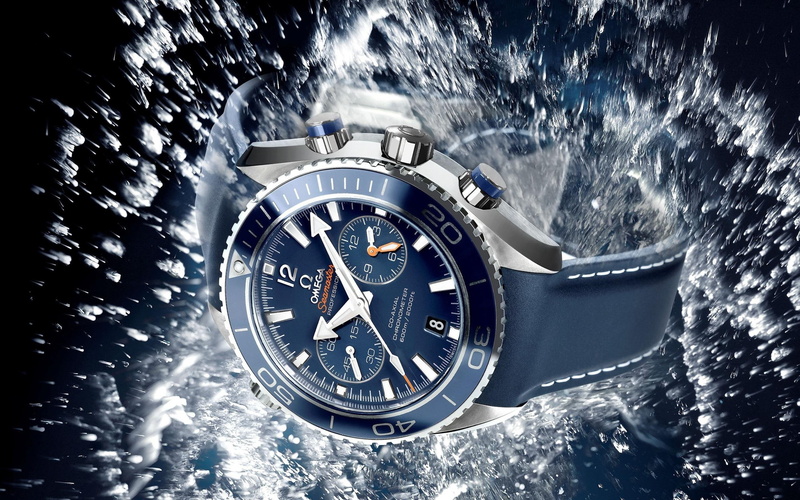 wristwatch, chronograph, 2560x1600, photography, black, leather, splash, water, strap, round, watch, 2K, omega