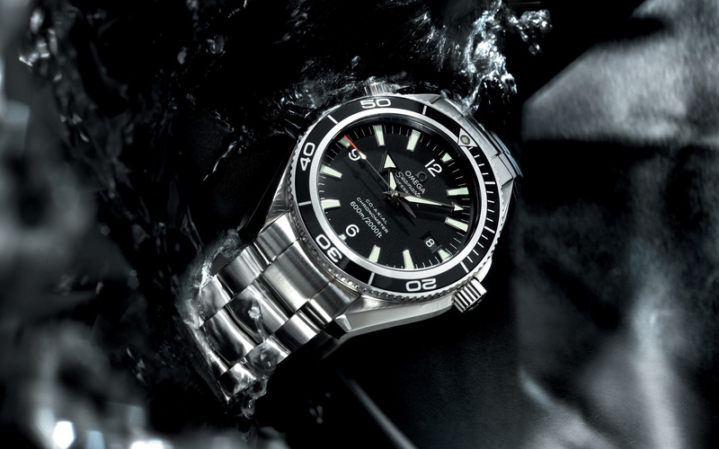 2K, clock, focus on foreground, Watches, Omega, Planet ocean, close-up, accuracy, connection, Big size, clock face, personal accessory, silver colored