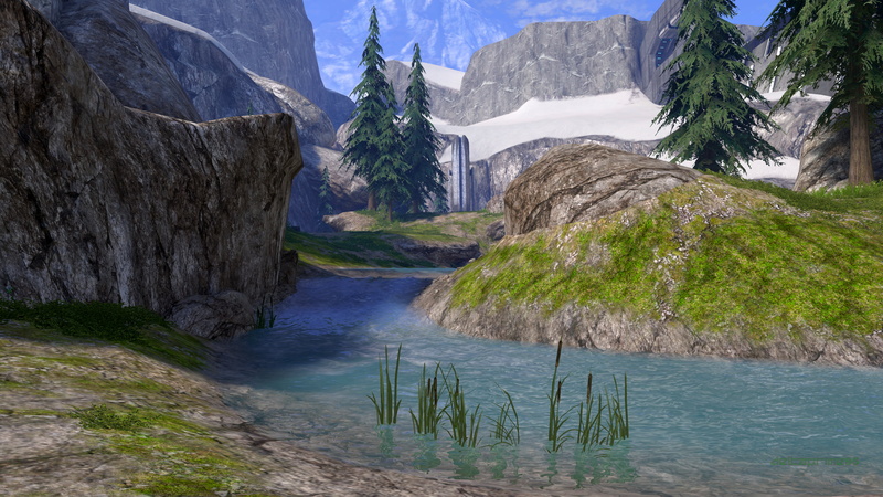 stream, futuristic, Valhalla (Multiplayer Map), PC gaming, science fiction, mountains, screen shot, in-game, 4K, Halo 3