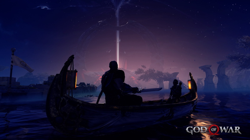 God of War, boat, games art, 4K, PlayStation 4, Kratos, video game characters, video games, nature