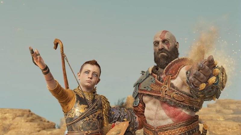 men, video games, clear sky, outdoors, sky, God of War, creativity, representation, people, 1080P, God of War (2018), domestic animals, camel, art and craft