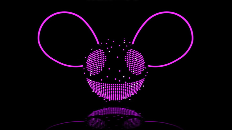 black background, deadmau5, mouse ears, neon, digital art, 1080P, reflection
