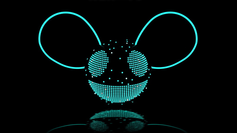 1080P, simple background, mouse ears, neon, deadmau5, black background