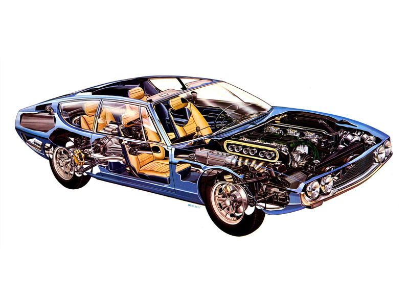 gte, supercars, engines, supercar, cutaway, 400, classic, interior, engine, 1969, series, espada, lamborghini, 1080P