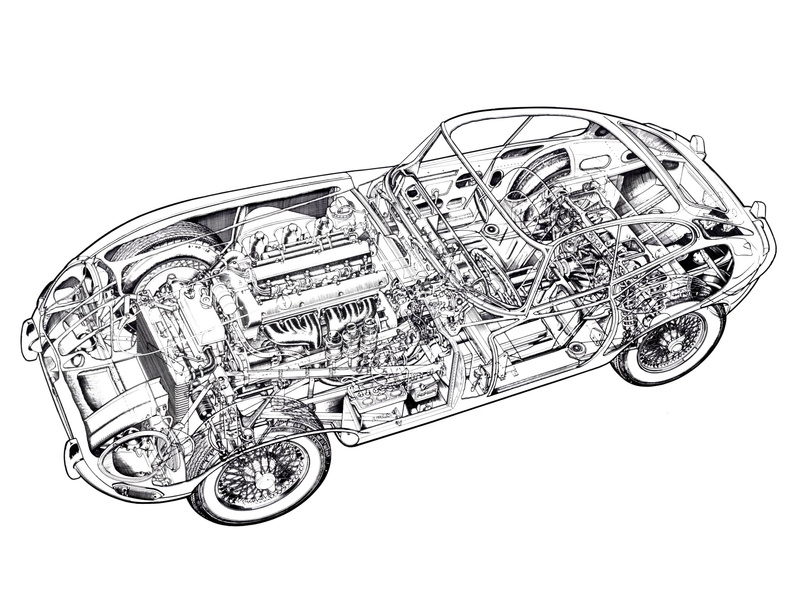jaguar, supercars, 1080P, engines, cutaway, interior, fixed, coupe, classic, 1961, engine, head, type, supercar