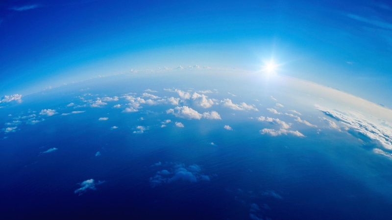 bright, flying, atmosphere of earth, ocean, space, sky, planet - space, sunlight, high up, atmosphere, 4K, beauty in nature, cloud, skies, environment
