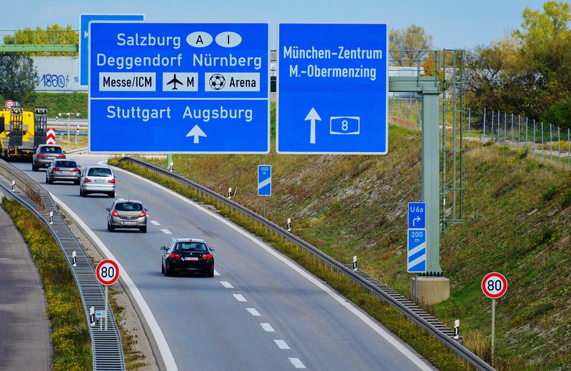 text, 4K, direction, communication, roadway, mode of transportation, western script, motor vehicle, concrete, white, multiple lane highway, road sign