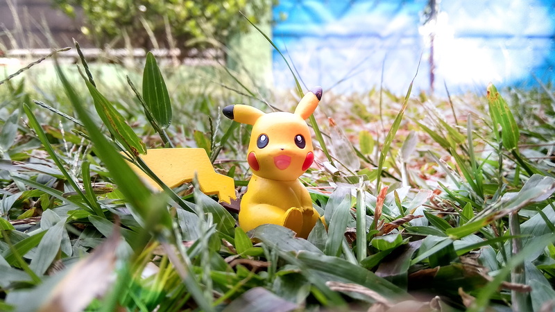 grass, green color, pokemon, no people, day, land, character, 4K, funny, miniature, hobby, nature, plant, selective focus, pikachu, art and craft, rubber duck