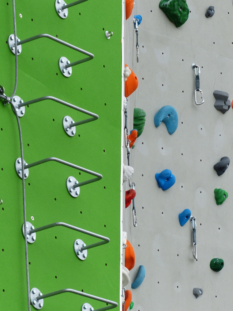 high, rock climbing, multi colored, step treads, leisure activity, sport, perpendicular, artificial, climber, no people, climb, step ladder, indoors, artificial climbing wall