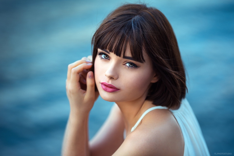 hairstyle, brunette, bokeh, 1080P, beauty, Marie, look, model, portrait, background, Lods Franck, makeup