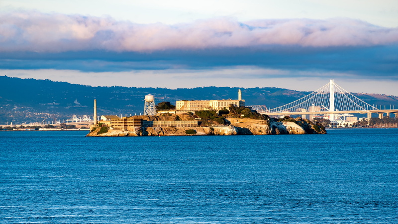 Monastery, clouds, rock, sky, city, Cityscape, connection, island, waterfront, travel, bridge - man made structure, San Francisco, built structure, Hills